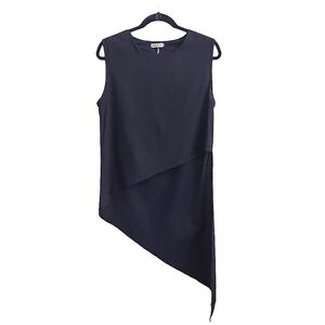 LOMA.WHALE Navy Sleeveless Asymmetrical Pullover Top